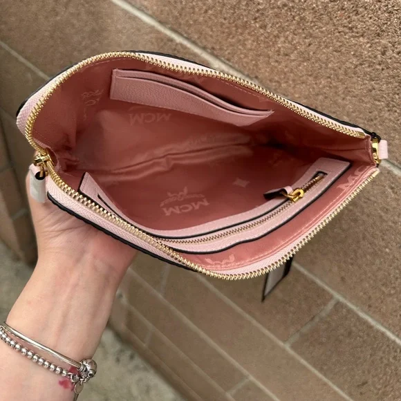 MCM pink pouch crossbody wristlet